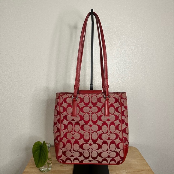 Rare y2k Coach Legacy Red Canvas Lunch Tote - Picture 2 of 7